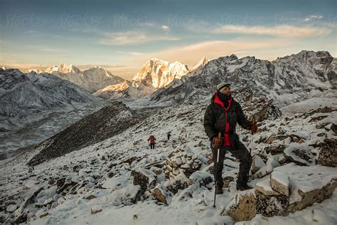 Mountain Climbers In Himalayas Before Sunrise By Stocksy Contributor