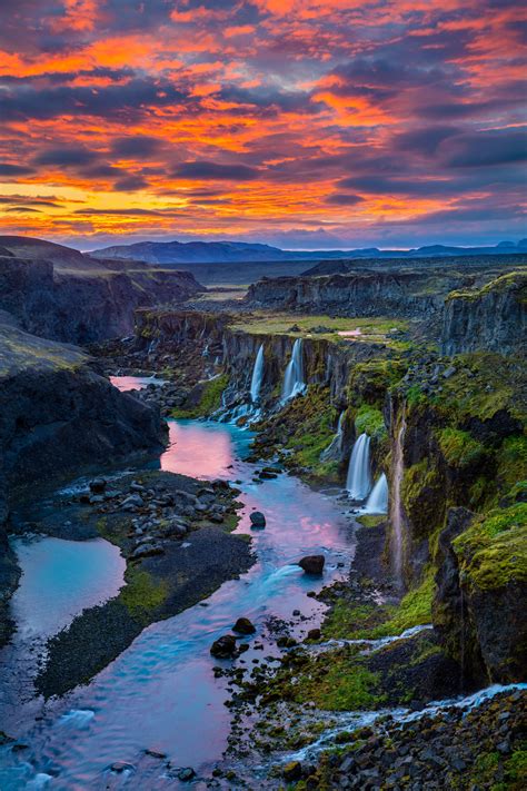 Sigöldugljúfur Waterfall Near Landmannalaugar In Iceland Click For The