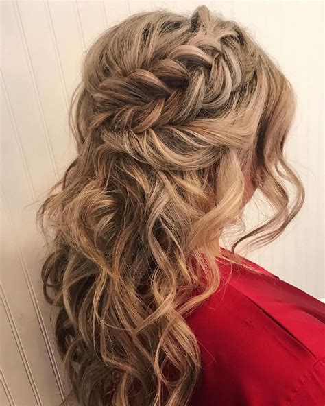 beautiful braided half up half down hairstyle