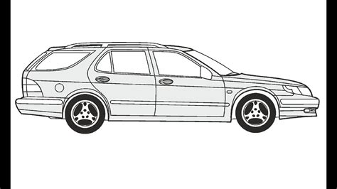 How To Draw A Saab 9 5 Kombi Как нарисовать Saab 9 5 Kombi Youtube
