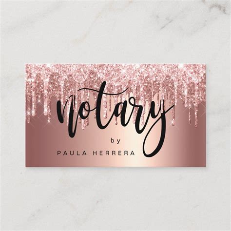 This Gorgeous Notary Business Card Design Features Faux Pink And Copper