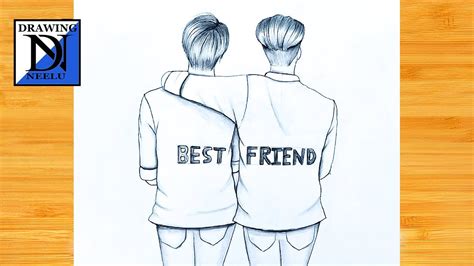 How To Draw A Boys Best Friends Very Simple Pencil Drawing Easy