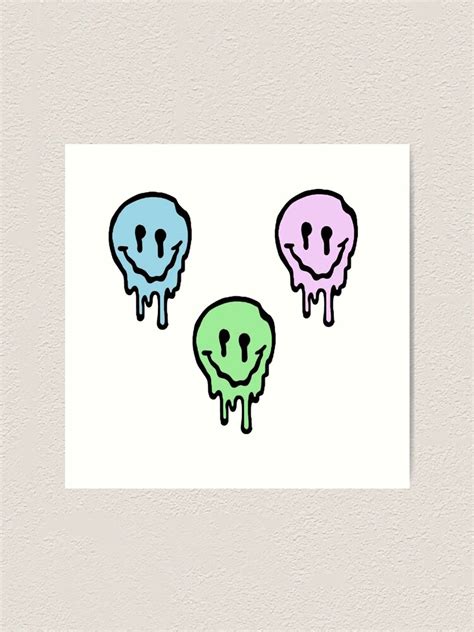Drippy Smiley Faces Pack Art Print For Sale By Teostickers Redbubble