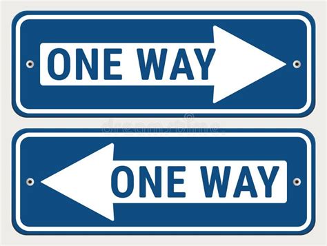 One Way Blue Sign Right And Left Road Direction Signs Vector