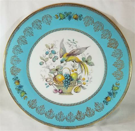 Vintage Aynsley Plate Fine Bone China Bird Fruit Basket Blue Gold