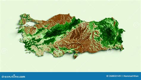 Turkey Topographic Map 3d Realistic Map Color 3d Illustration Stock