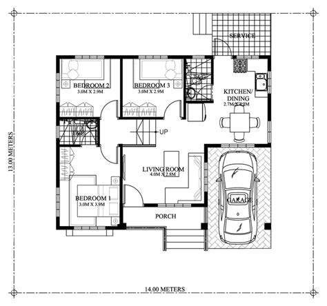 Bedroom Bungalow Modern House With Their Floor Plan Splendid Three