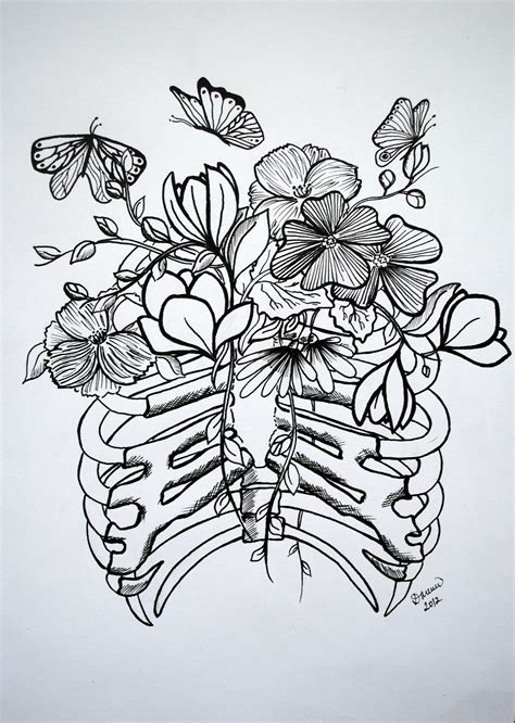 Rib Cage Illustration Ribcage Tattoo Rib Cage Drawing Tattoo Drawings