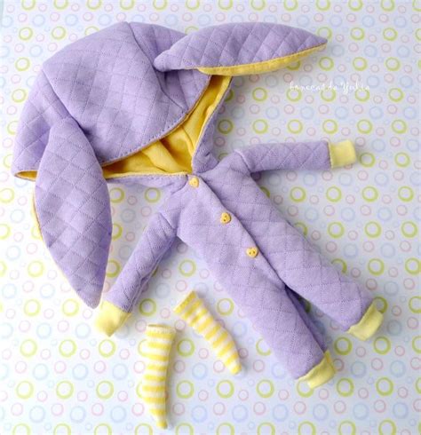 Blythe Purple Pajamas Kigurumi Set Bunny Ears Blythe