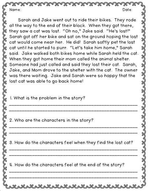 Second Grade Reading Worksheet Printable