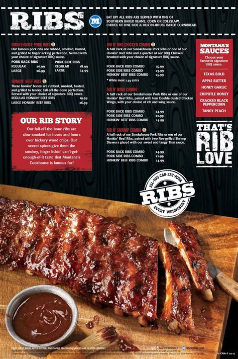 Pork baby back ribs • kc wild wings • beef ribs | step two: Montanas Cookhouse Dinner Menu | Grilling menu, Food menu ...