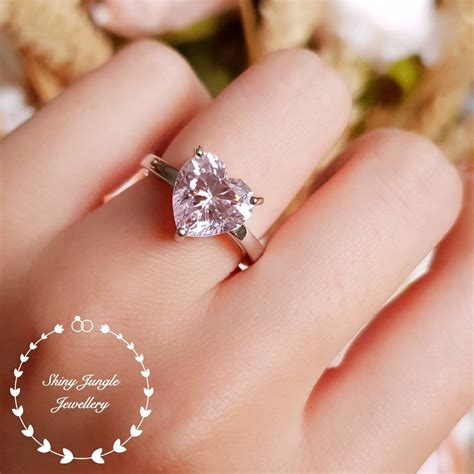 Heart Shaped Pink Diamond Engagement Ring 3 Carats 10mm Heart Cut Fancy Pink Diamond Ring