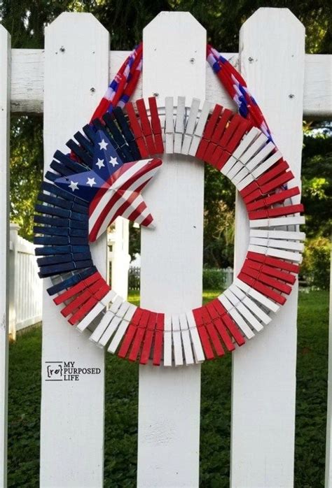 Patriotic Clothespin Wreath Clothes Pin Wreath Stall Decorations