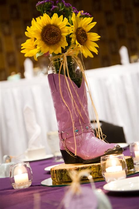 Purple Cowboy Boots Worked For Centerpieces Too Purple Cowboy Boots