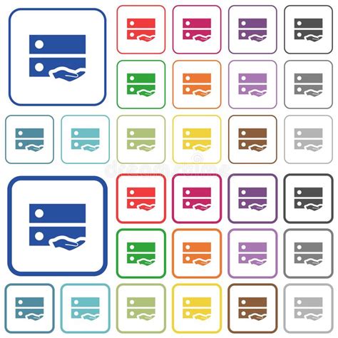 Shared Drive Outlined Flat Color Icons Stock Illustration