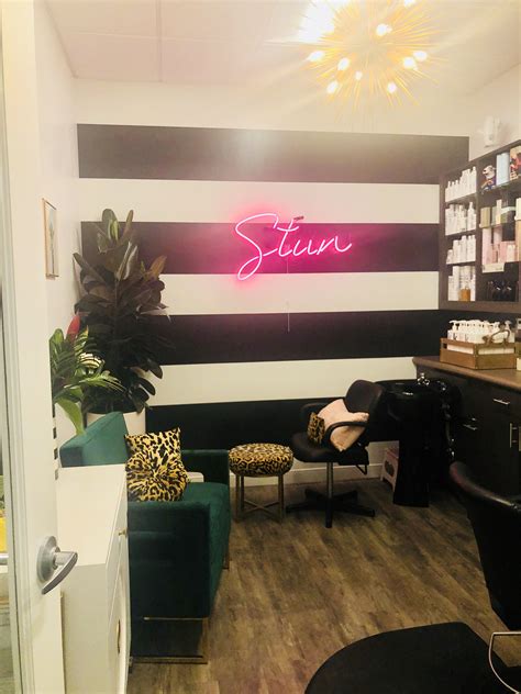 We have wall art décor made from canvas, wood, metal and other materials that also match your floor lamps. Stun Studio Salon Alamo, Ca Salon Suites Studio Salon black and white striped wall neon sign ...