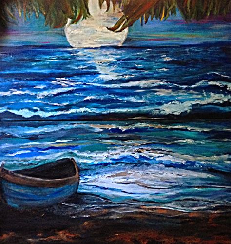 Moonlight On The Water Acrylic On Canvas In Past Commission Works