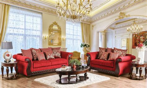 Corinna Ruby Red Living Room Set From Furniture Of America