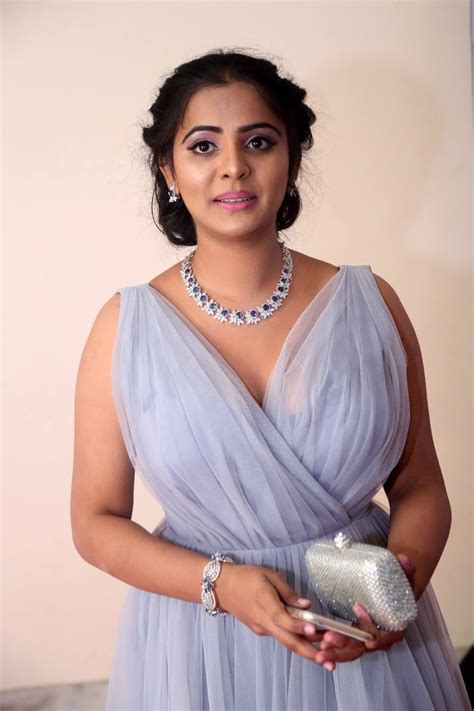 Manasa Himavarsha Cleavage Hot In Blue Lace Gown CineHub