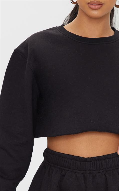 Petite Black Ultimate Cropped Sweater Prettylittlething Ie