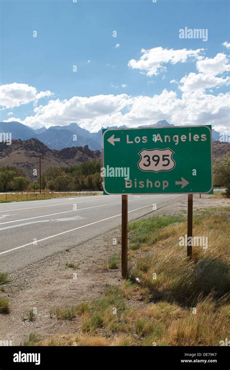 Highway 395 Sign Post Between Bishop And Los Angeles In The Owens