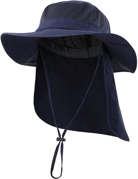 Wenjzj Unisex Outdoor Wide Brim Sun Hat Mesh Upf50 Safari Hats With