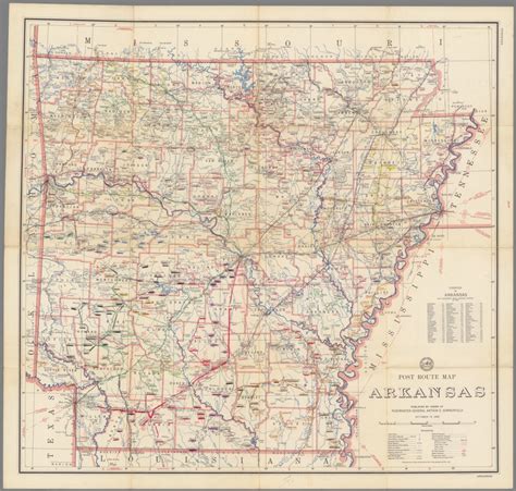 Post Route Map Of The State Of Arkansas Showing Post Offices