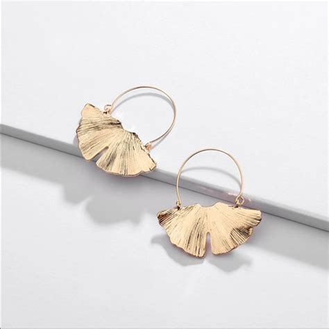 Anthropologie Jewelry 4k Gold Ginkgo Leaf Earring Poshmark