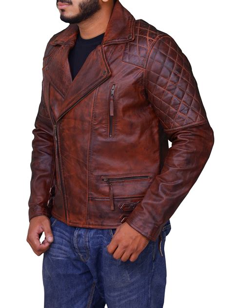 A classically styled leather motorcycle jacket with modern protective technology, heaps of style and comfort. Men's Classic Diamond Motorcycle Biker Brown Distressed ...