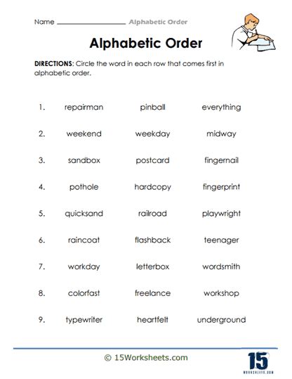 Alphabetic Order Worksheets 15