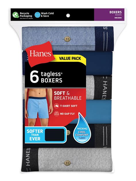 Hanes Hanes Mens Knit Boxers Assorted 6 Pack