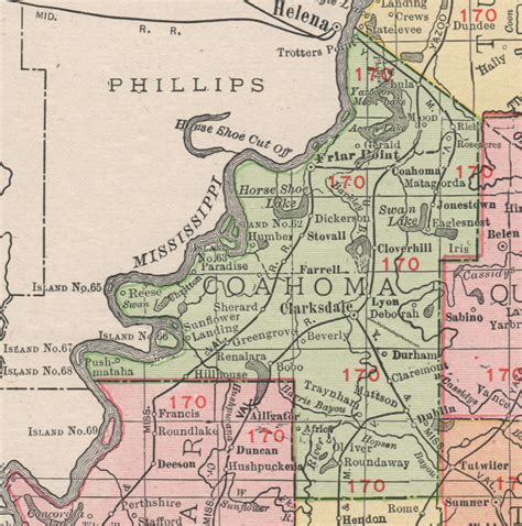 Coahoma County Mississippi 1911 Map Rand Mcnally Clarksdale