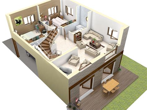 Plan 3d Dun Appartement Triplex Avec Rez De Jardin Visualisation De