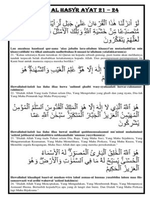 Surah al hasyr ayat 21 24. Surah Al Hasyr Ayat 21 24 Dalam Rumi