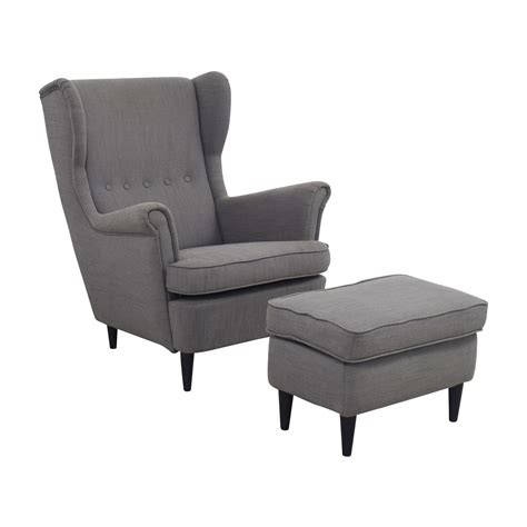 Furnishing is one of the strong points of ikea and you get to enjoy a solid range of diversity in terms of materials, color schemes, and utility. 62% OFF - IKEA IKEA Grey Wing Chair and Ottoman / Chairs