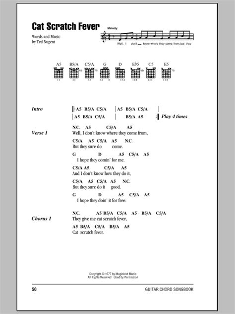 Cat Scratch Fever Sheet Music By Ted Nugent Lyrics And Chords 83880