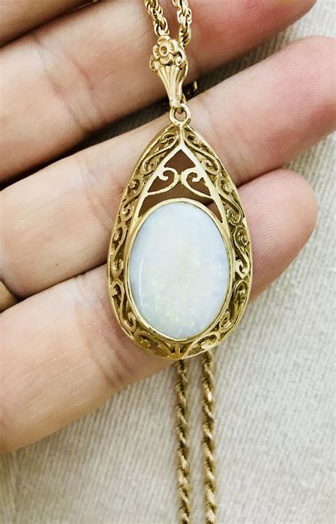 Beautiful Huge Vintage Ct Gold Opal Necklace London Reserved