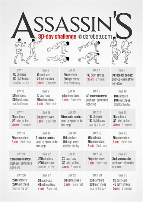 Assassins Challenge Assassins Creed Workout 30 Day Workout Plan