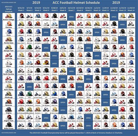 2019 Acc Football Helmet Schedule Acc Football Online
