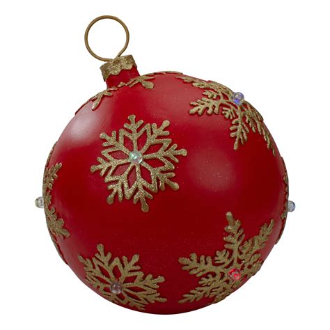 12 Inch Red And Gold Large Christmas Ball Ornament Tabletop Led Decoration
