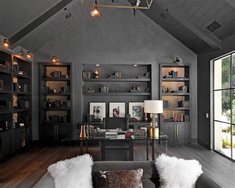 Dark Gray Home Office Design Ideas Remodels And Photos