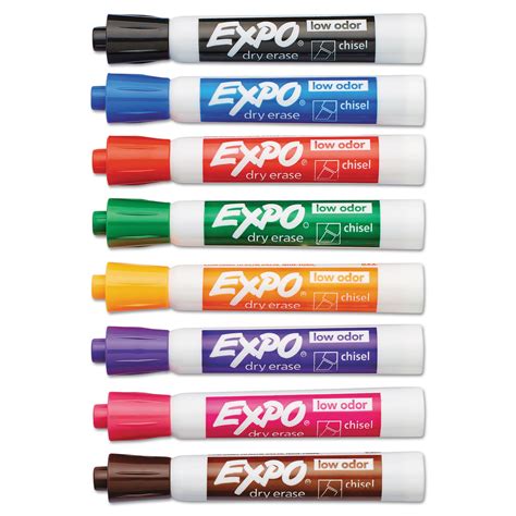 Low Odor Dry Erase Marker Broad Chisel Tip Assorted Colors 8set