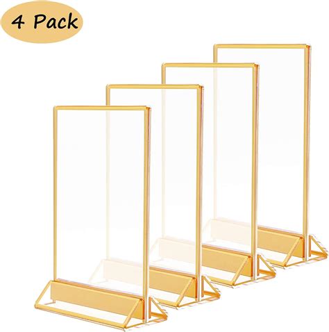 pack of 6 super star quality clear acrylic 2 sided frames display holder with vertical stand and