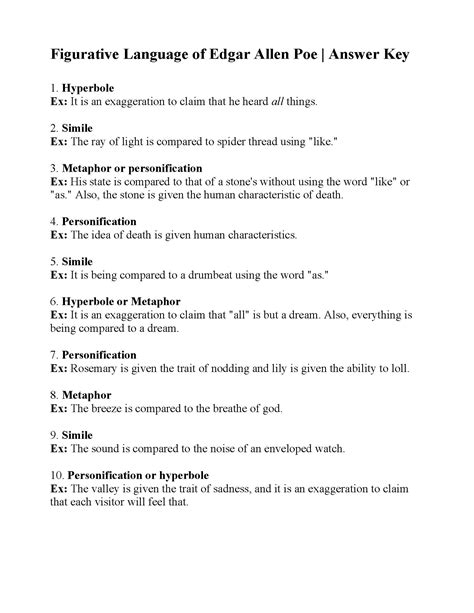 How do you use figurative language? 31 The Mystery Of Edgar Allan Poe Worksheet Answers ...