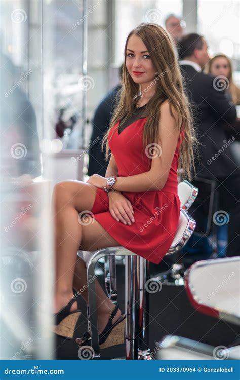 a woman working at the amper convention at the brno exhibition center czech republic editorial