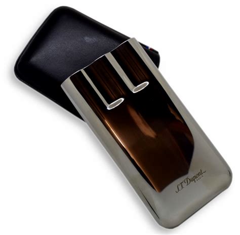 St Dupont Leather Triple Cigar Case Black