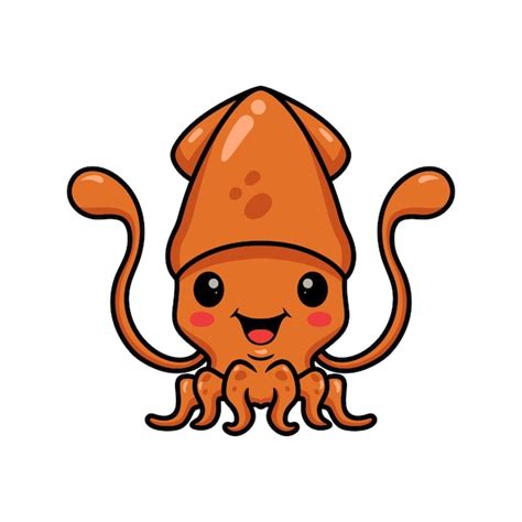 Premium Vector Cute Little Squid Cartoon Posing