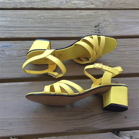 Sandals Chunky Block Heel Bright Yellow Sandals Florence Italy Size 75