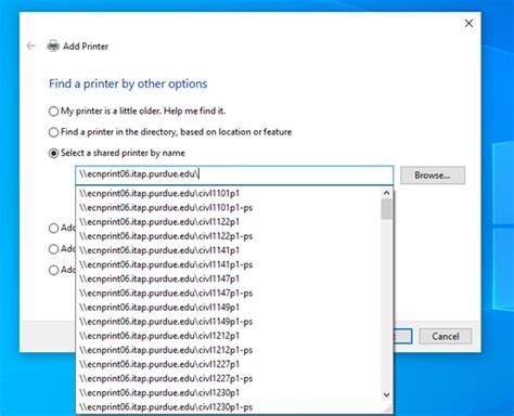 Adding A Network Printer In Windows Purdue It Engineering It Ecn