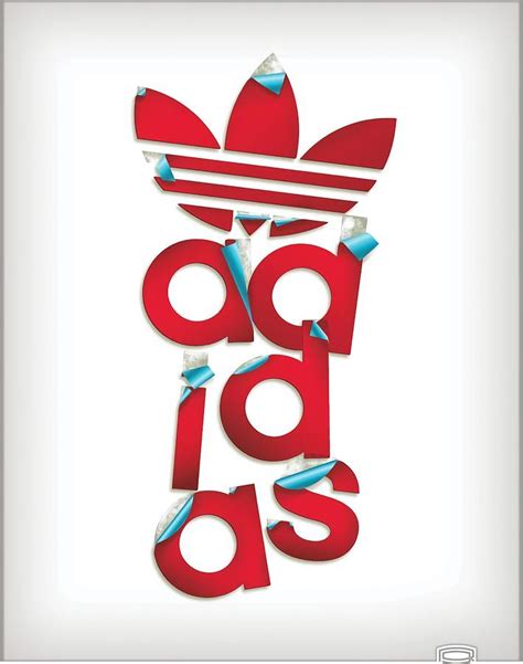 Adidas Logo Red Digital Art By Xian Jing